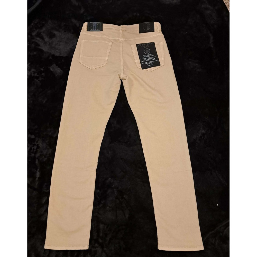 VGB Vintage Genes Black Slim Fit Tan French Terry Denim Jeans Size 32x30 NEW